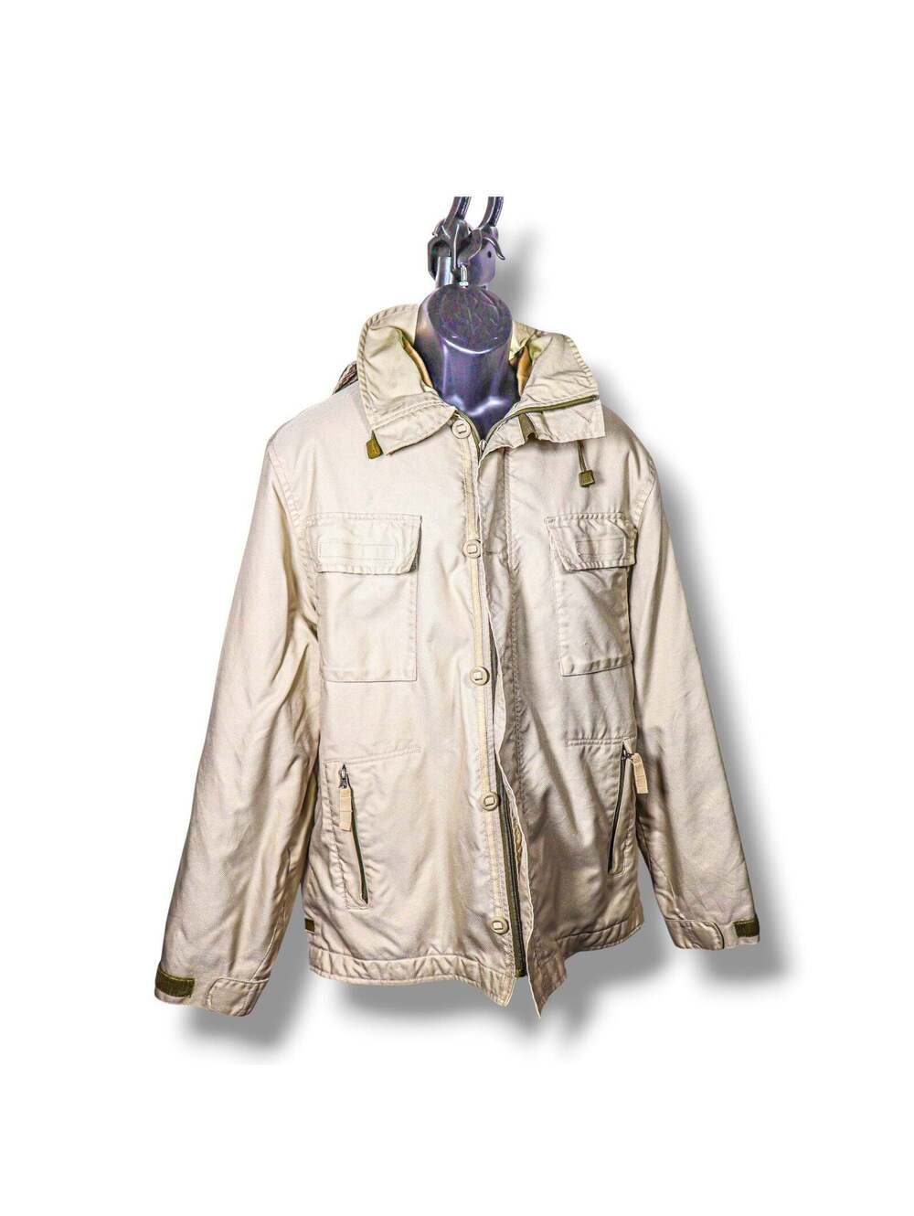 Gap Tan Hooded Utility Field Jacket Zip Snap Pockets L